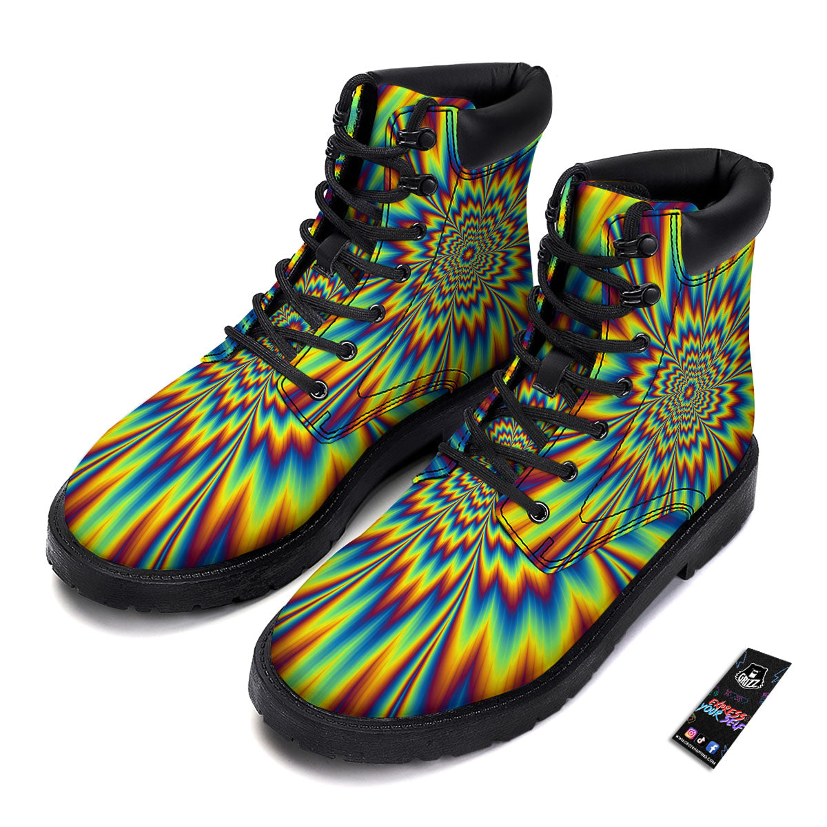 Optical Illusion Neon Psychedelic Boots-grizzshop