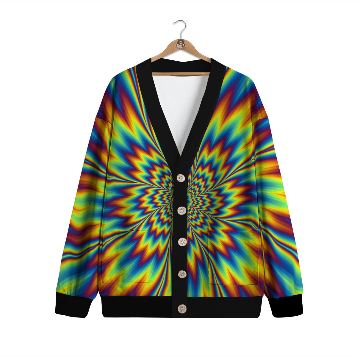 Optical Illusion Neon Psychedelic Cardigan-grizzshop