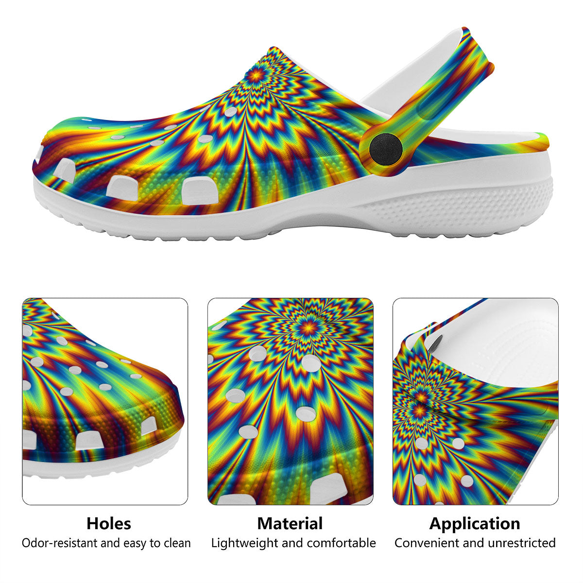 Optical Illusion Neon Psychedelic Clog-grizzshop