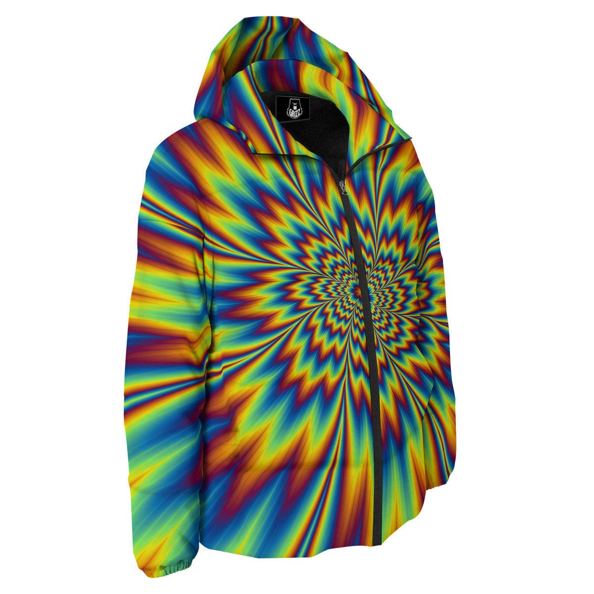 Optical Illusion Neon Psychedelic Down Jacket-grizzshop