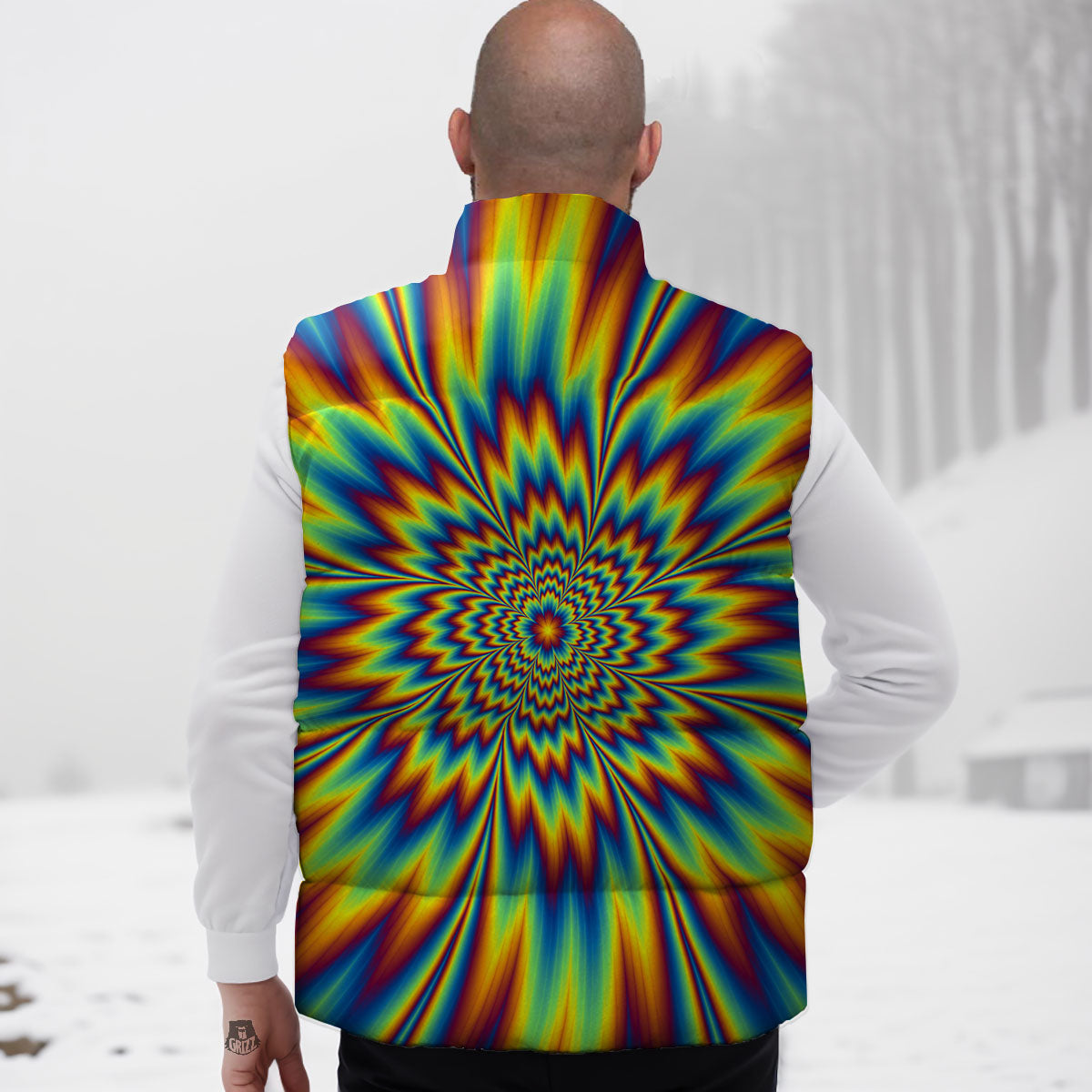 Optical Illusion Neon Psychedelic Down Vest