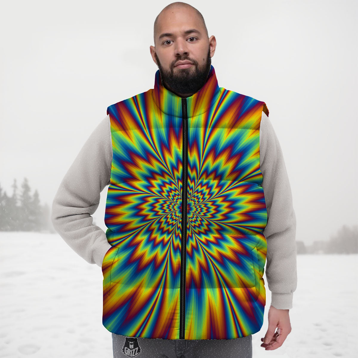 Optical Illusion Neon Psychedelic Down Vest