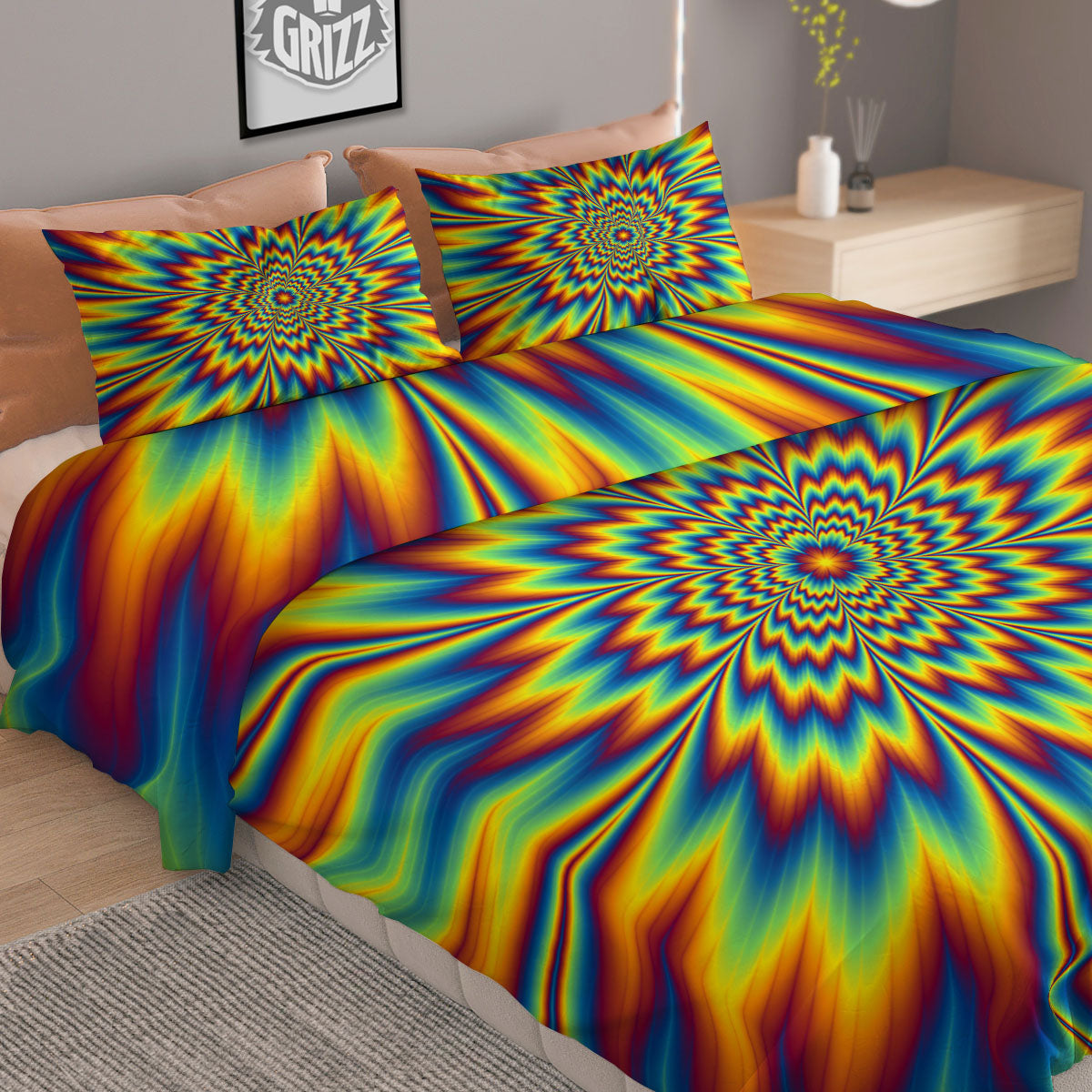 Optical Illusion Neon Psychedelic Duvet Cover Bedding Set
