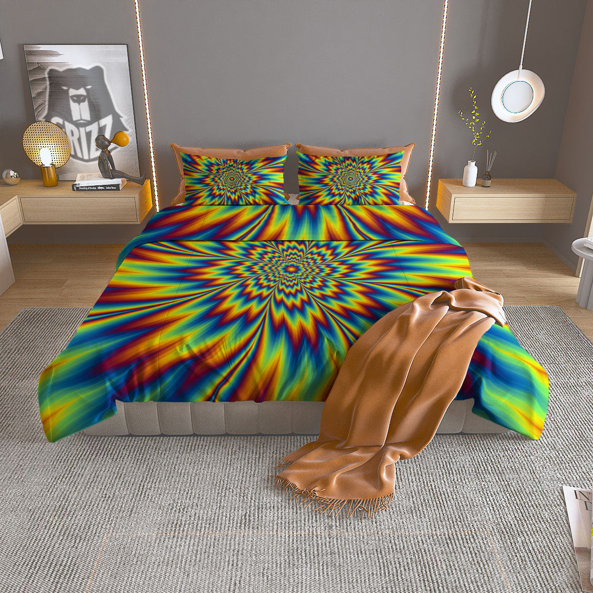 Optical Illusion Neon Psychedelic Duvet Cover Bedding Set