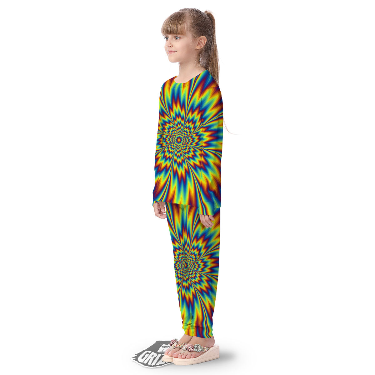 Optical Illusion Neon Psychedelic Kid's Pajamas-grizzshop