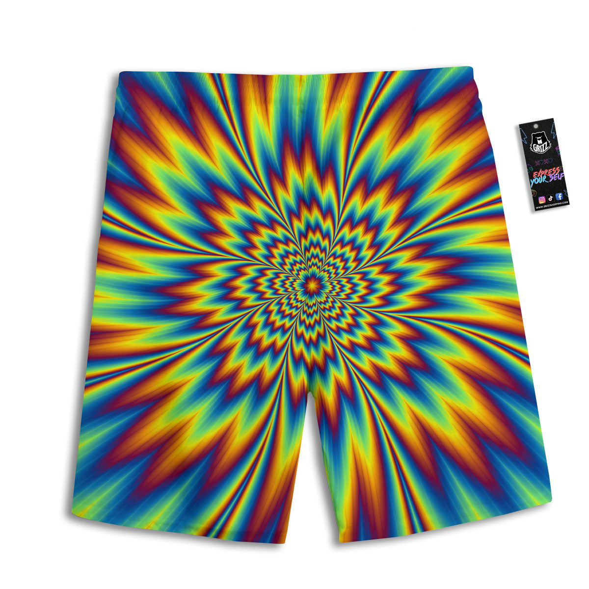Optical Illusion Neon Psychedelic Men's Athletic Shorts