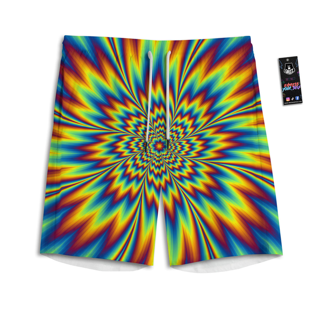 Optical Illusion Neon Psychedelic Men's Athletic Shorts