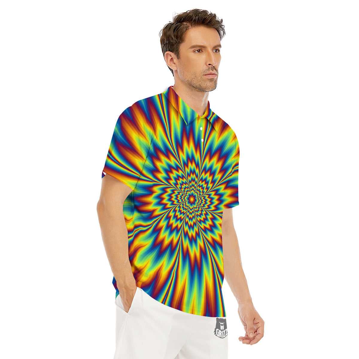 Optical Illusion Neon Psychedelic Men's Golf Shirts-grizzshop