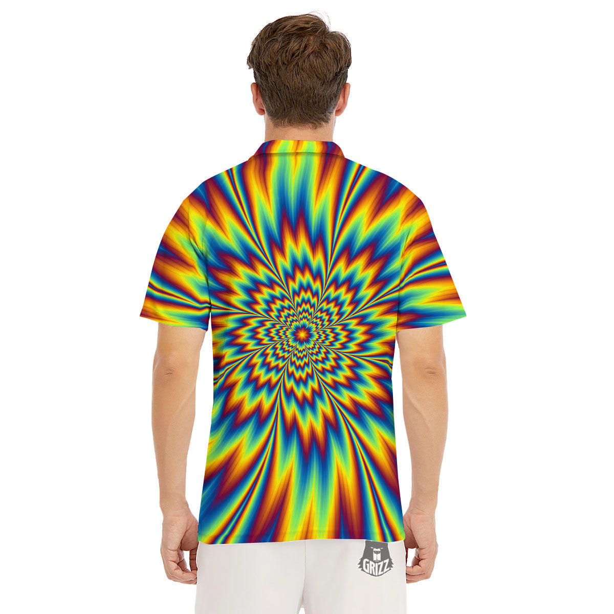 Optical Illusion Neon Psychedelic Men's Golf Shirts-grizzshop