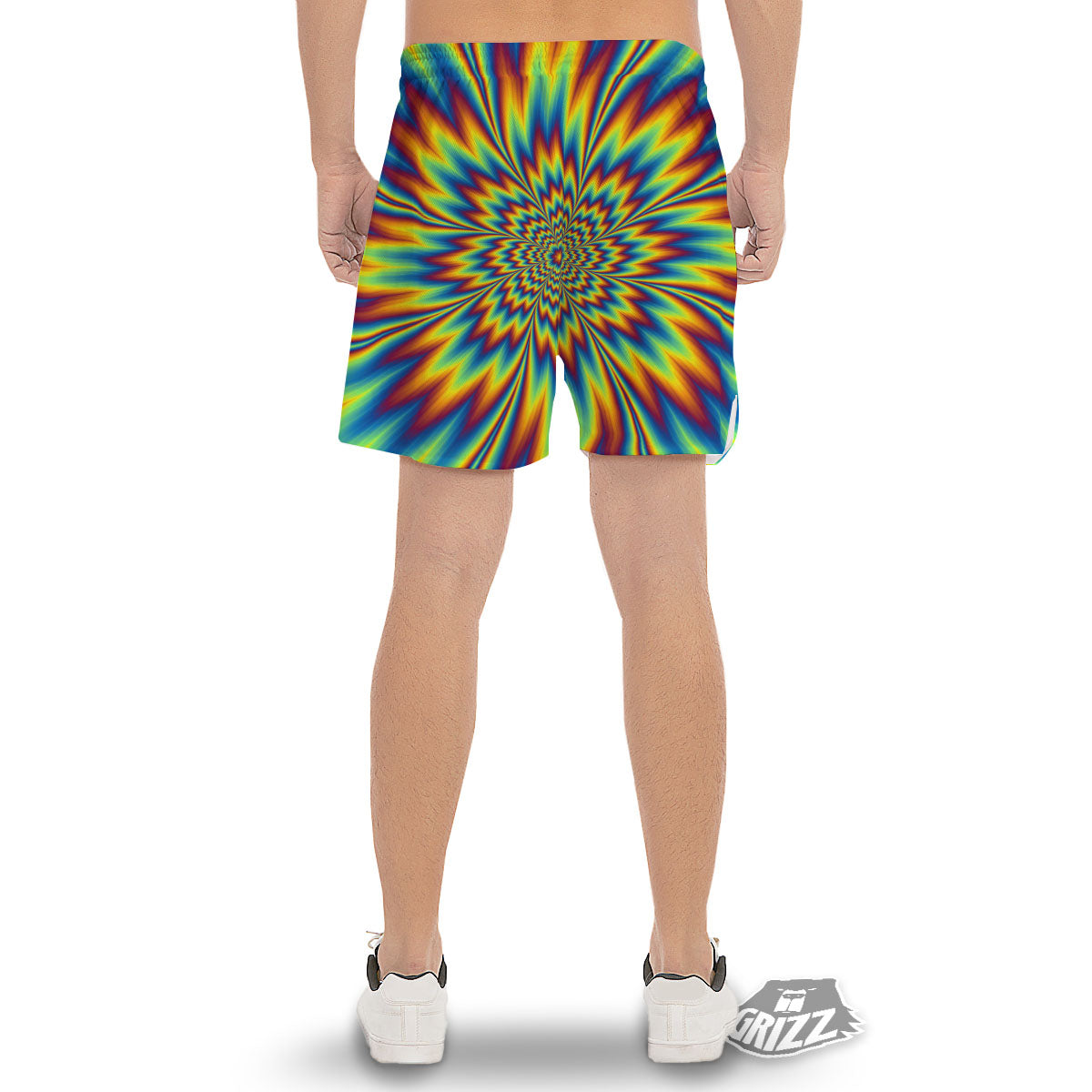 Optical Illusion Neon Psychedelic Men's Gym Shorts-grizzshop