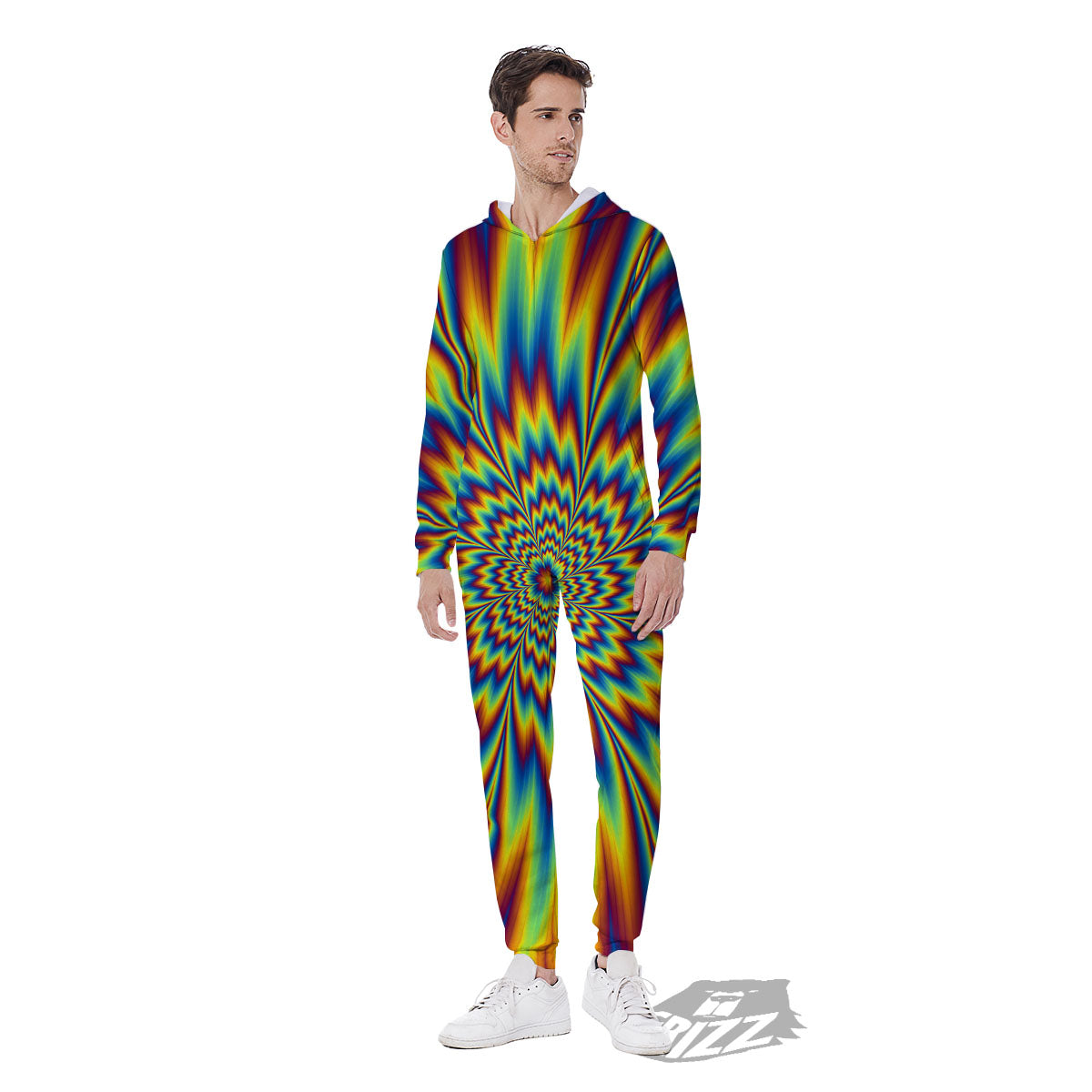 Optical Illusion Neon Psychedelic Men's Jumpsuit-grizzshop
