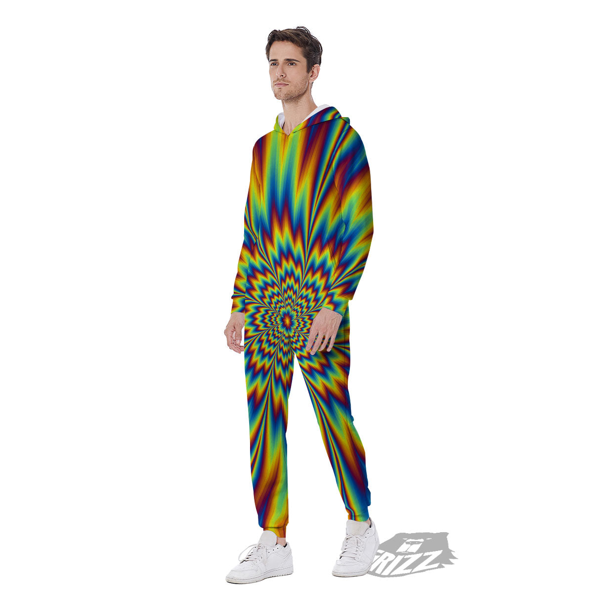Optical Illusion Neon Psychedelic Men's Jumpsuit-grizzshop