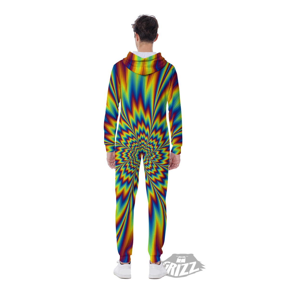 Optical Illusion Neon Psychedelic Men's Jumpsuit-grizzshop