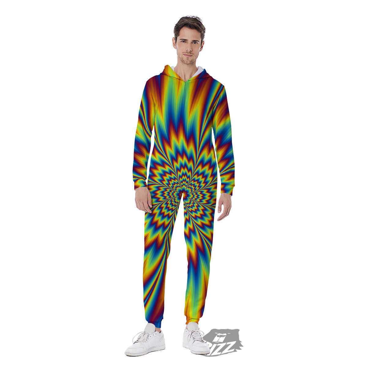 Optical Illusion Neon Psychedelic Men's Jumpsuit-grizzshop