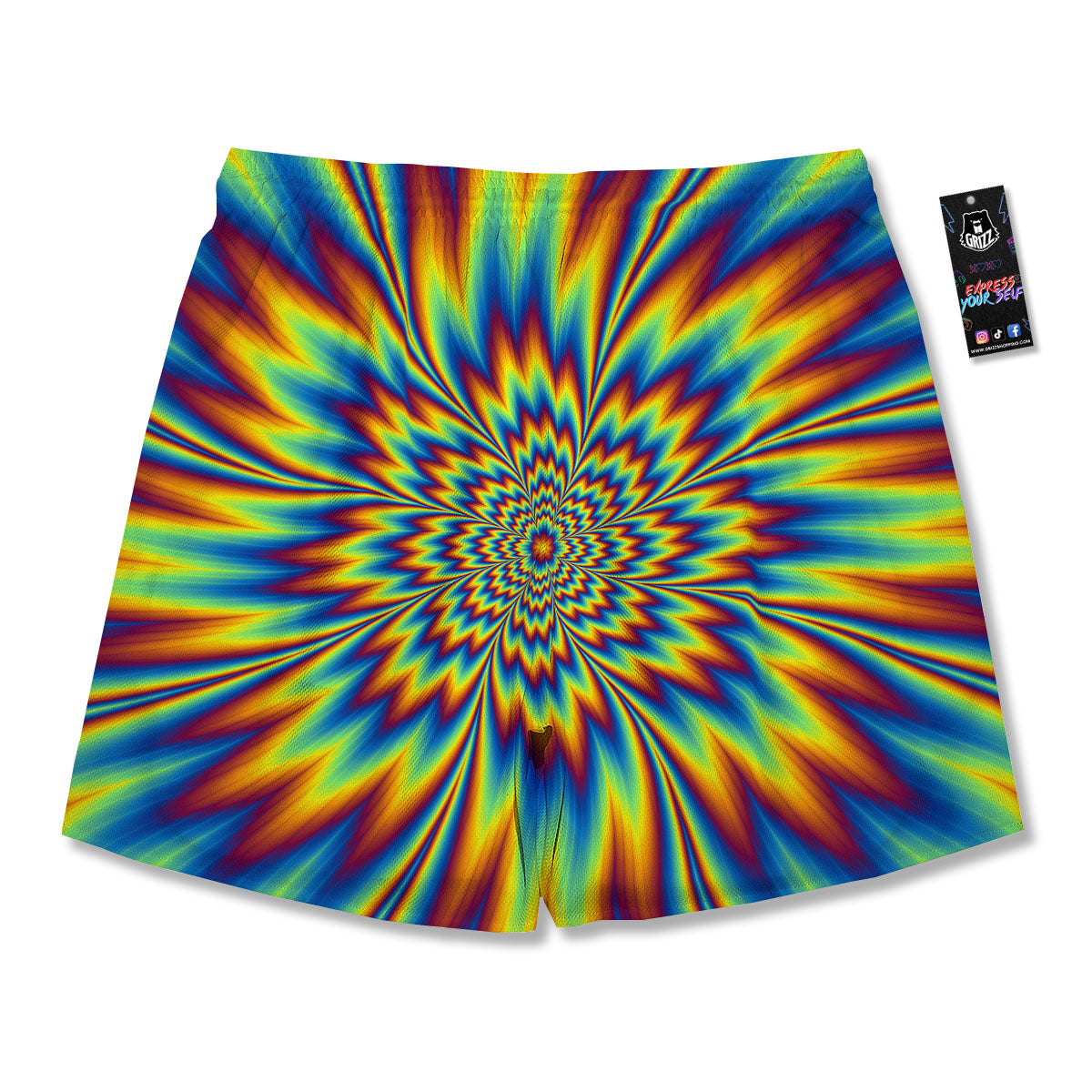 Optical Illusion Neon Psychedelic Men's Running Shorts-grizzshop