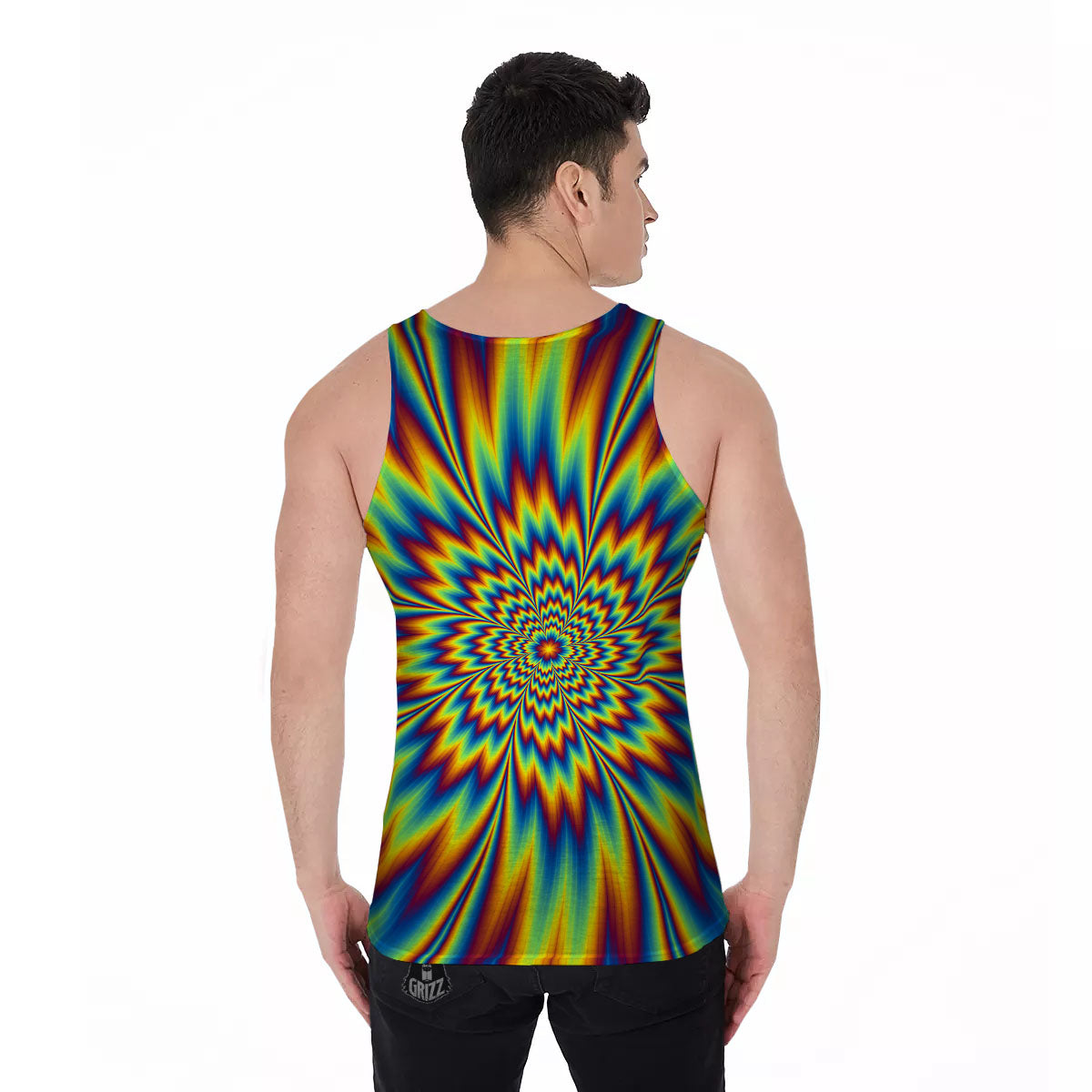 Optical Illusion Neon Psychedelic Men's Tank Top-grizzshop