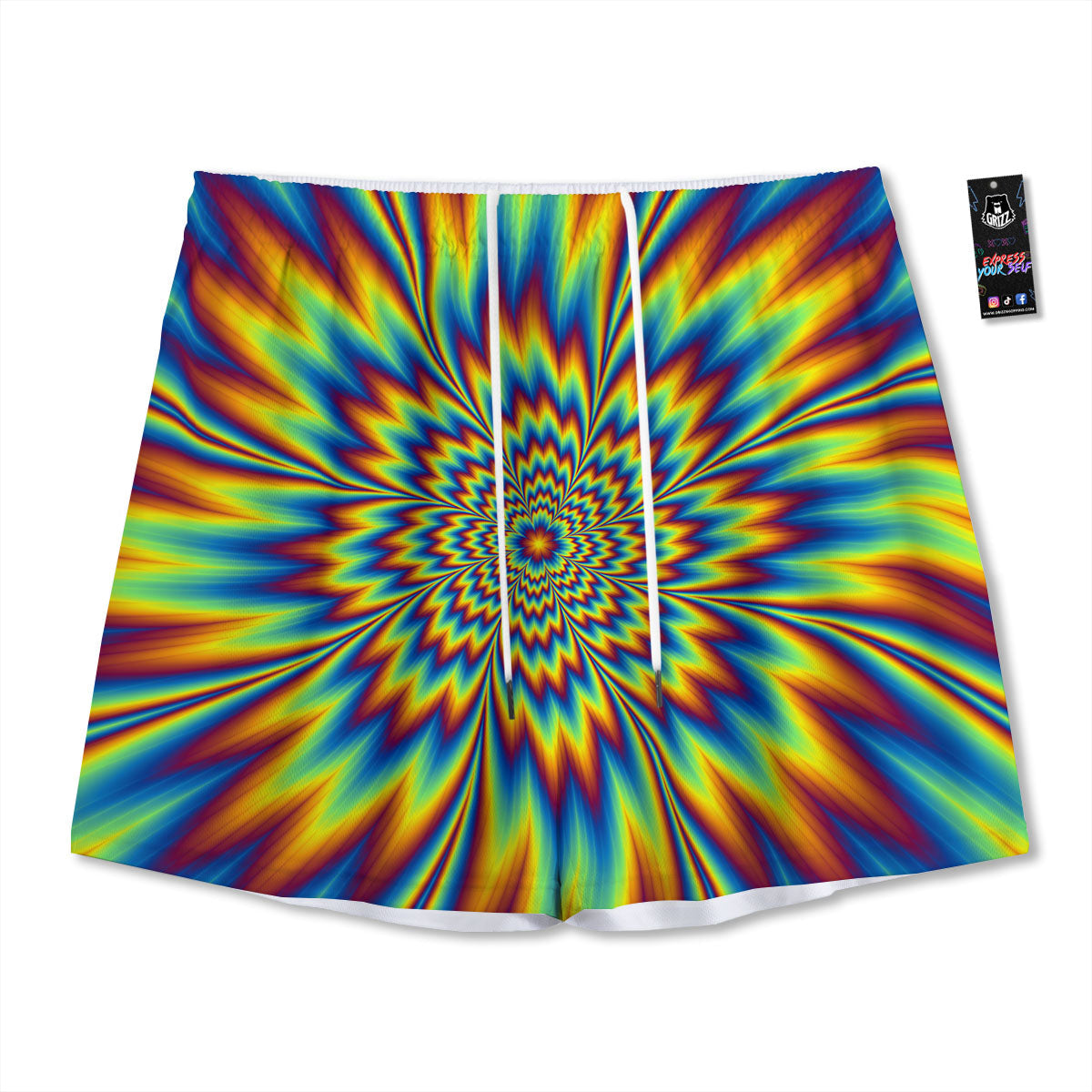 Optical Illusion Neon Psychedelic Mesh Shorts