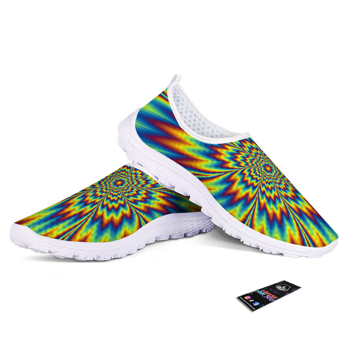 Optical Illusion Neon Psychedelic Nurse Shoes-grizzshop