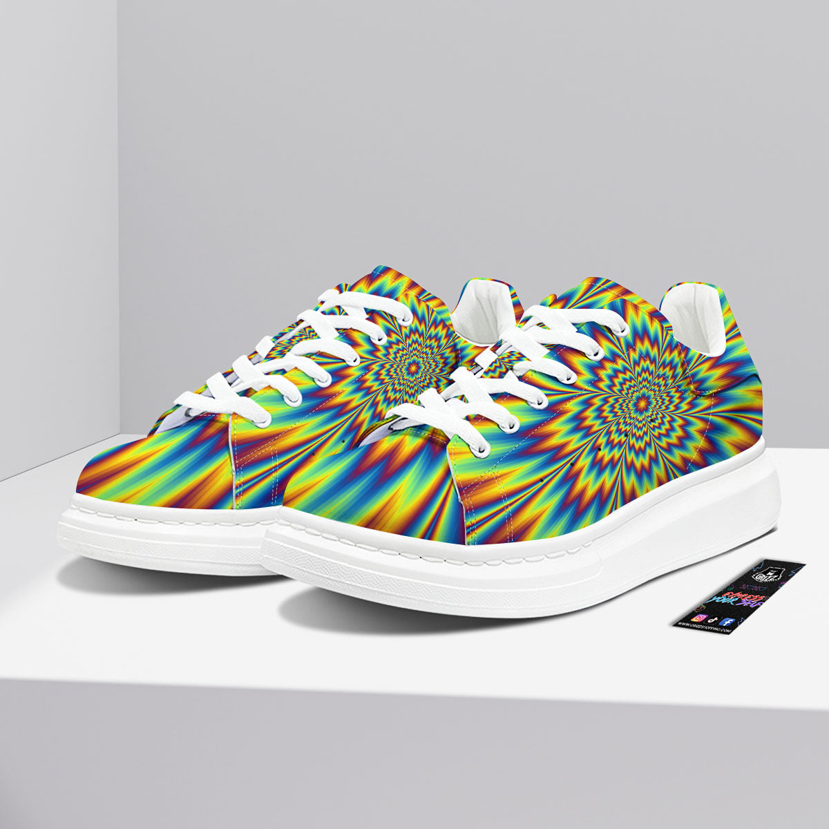 Optical Illusion Neon Psychedelic Platform Shoes-grizzshop