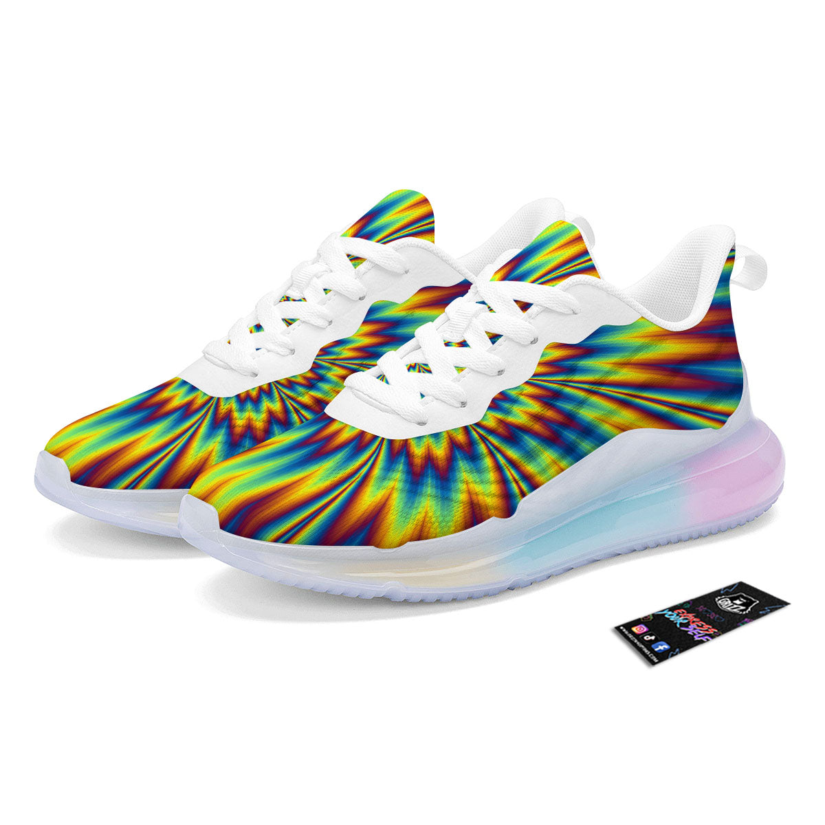 Optical Illusion Neon Psychedelic Running Sneakers-grizzshop