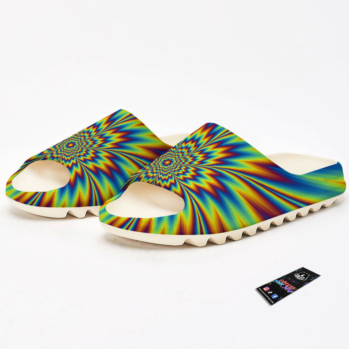 Optical Illusion Neon Psychedelic Sandals-grizzshop