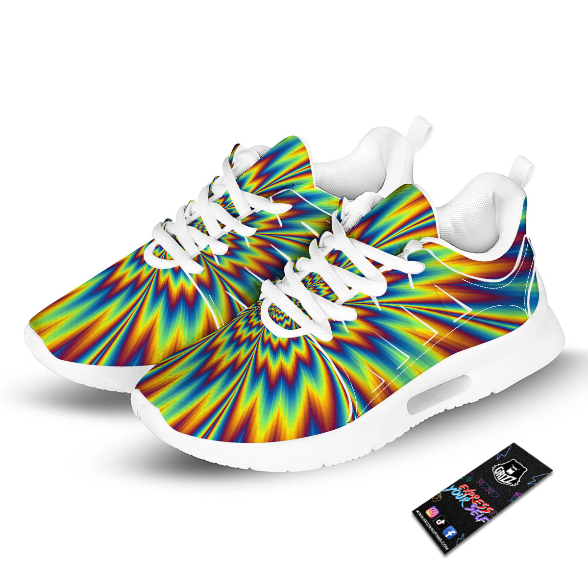 Optical Illusion Neon Psychedelic Tennis Shoes-grizzshop