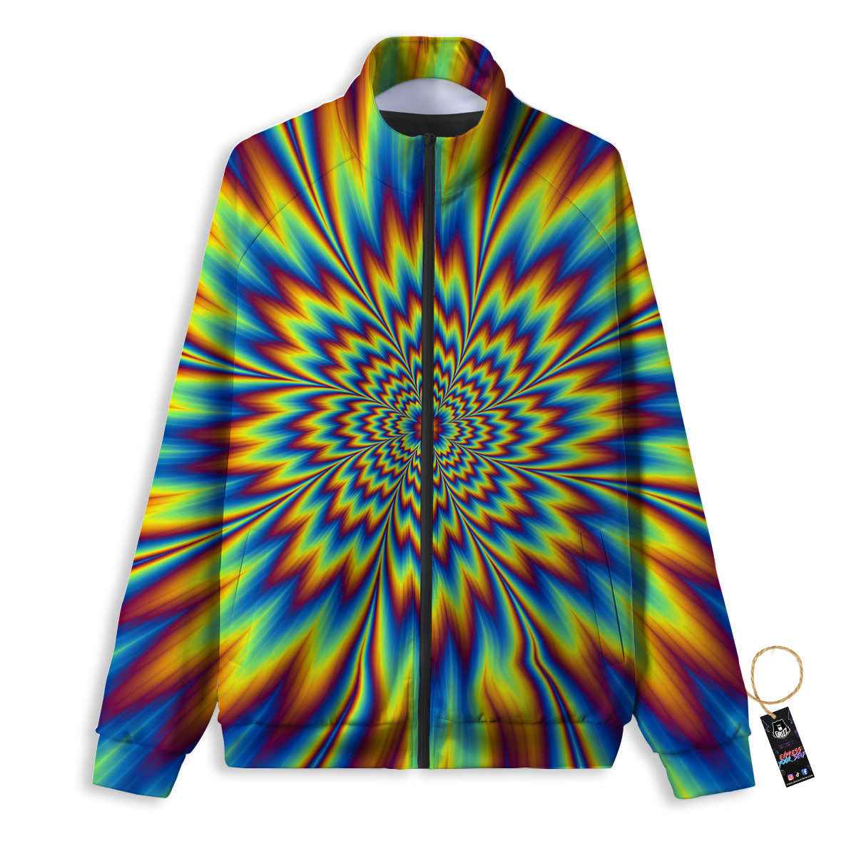 Optical Illusion Neon Psychedelic Track Jacket-grizzshop