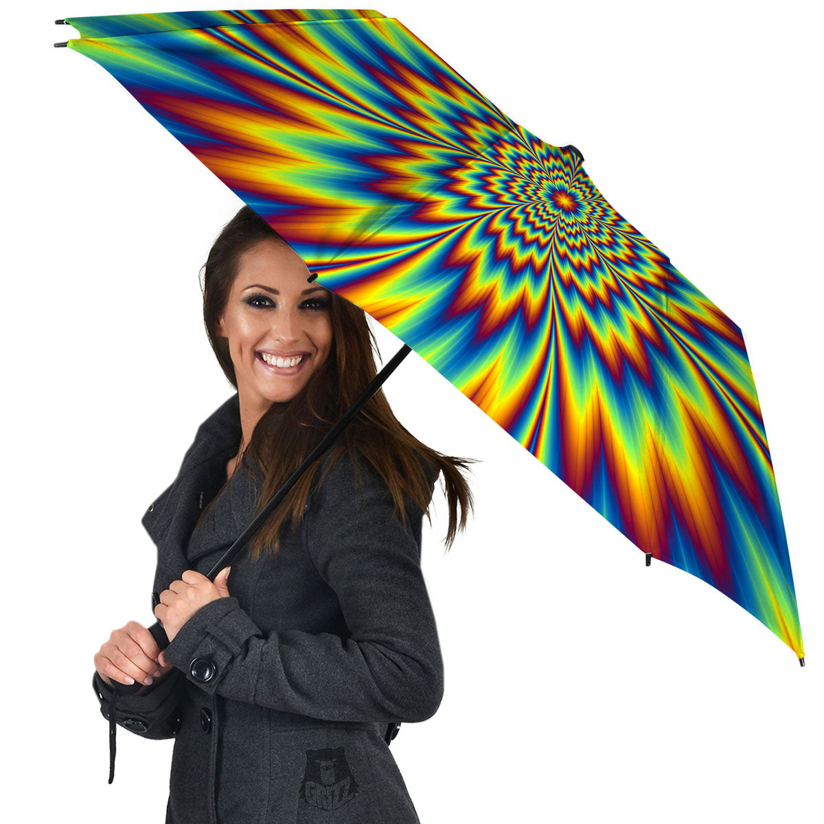 Optical Illusion Neon Psychedelic Umbrella-grizzshop
