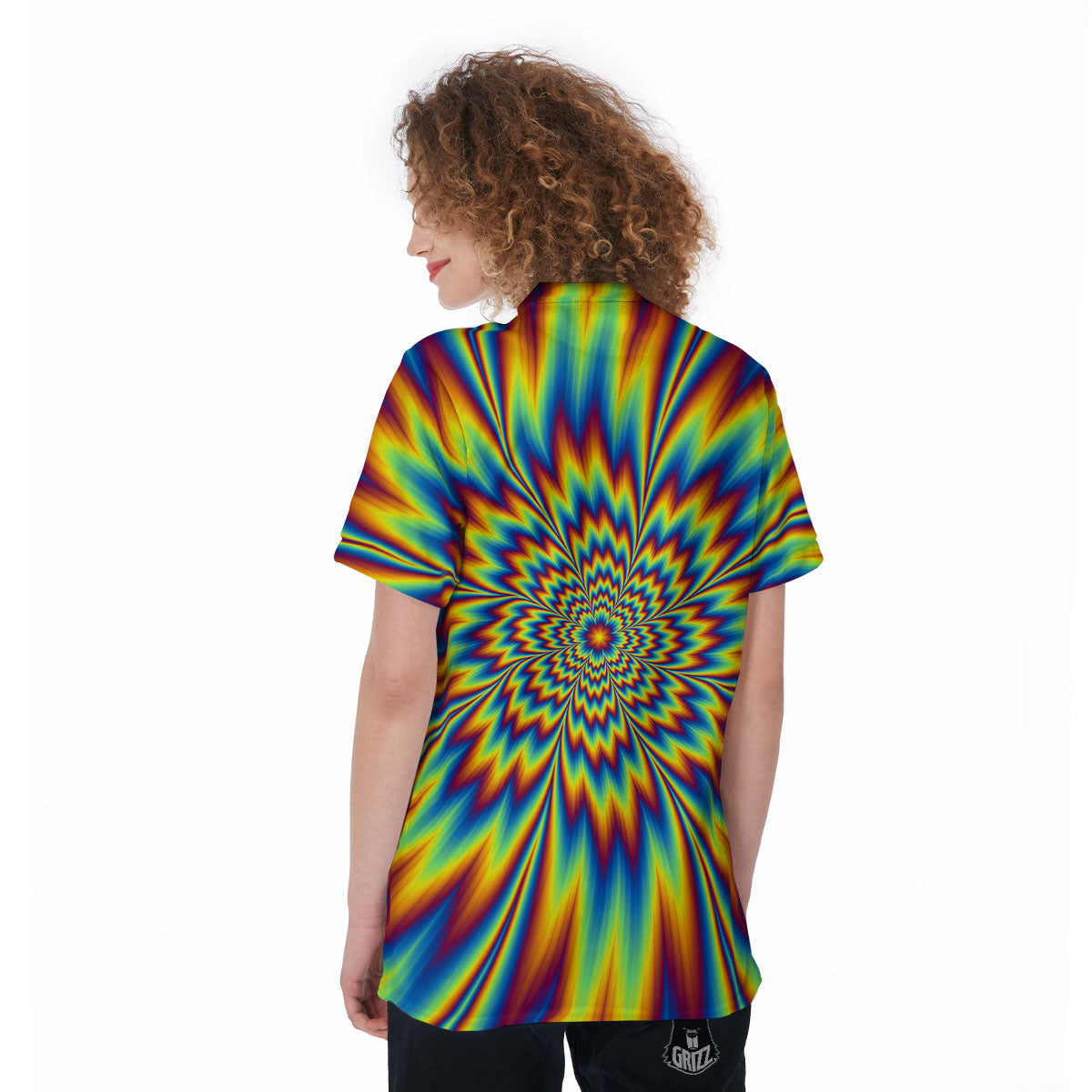Optical Illusion Neon Psychedelic Women's Golf Shirts-grizzshop