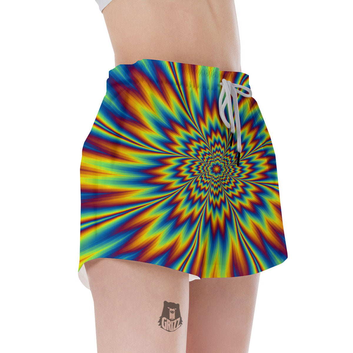 Optical Illusion Neon Psychedelic Women's Shorts-grizzshop