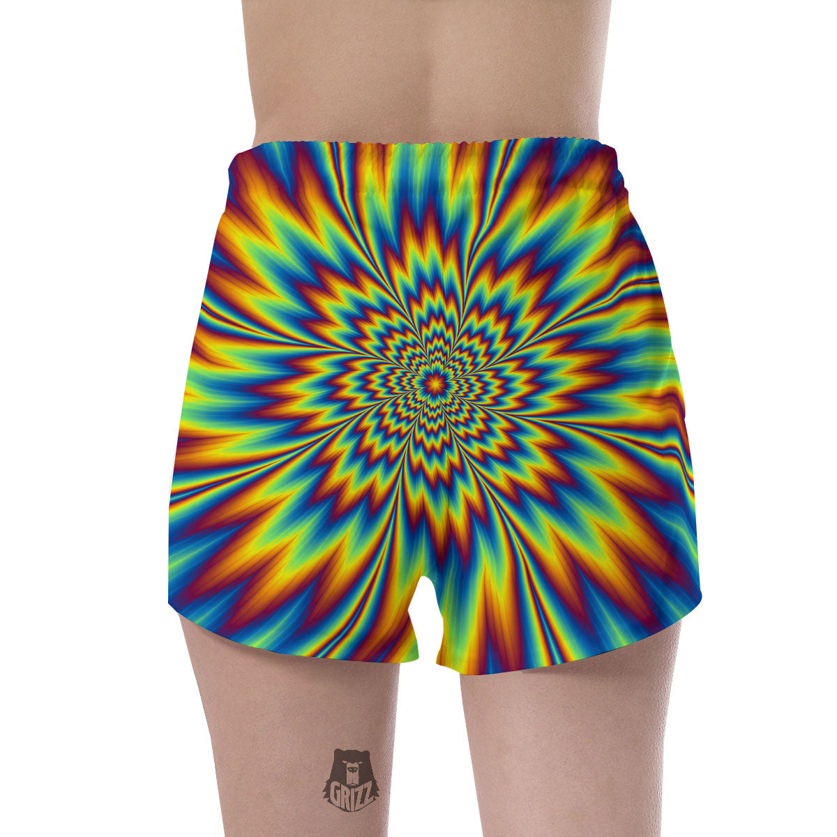 Optical Illusion Neon Psychedelic Women's Shorts-grizzshop