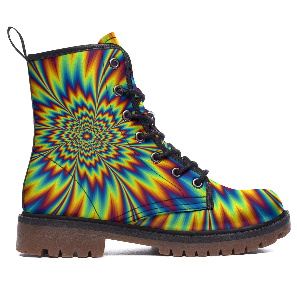 Optical Illusion Neon Psychedelic Work Boots-grizzshop