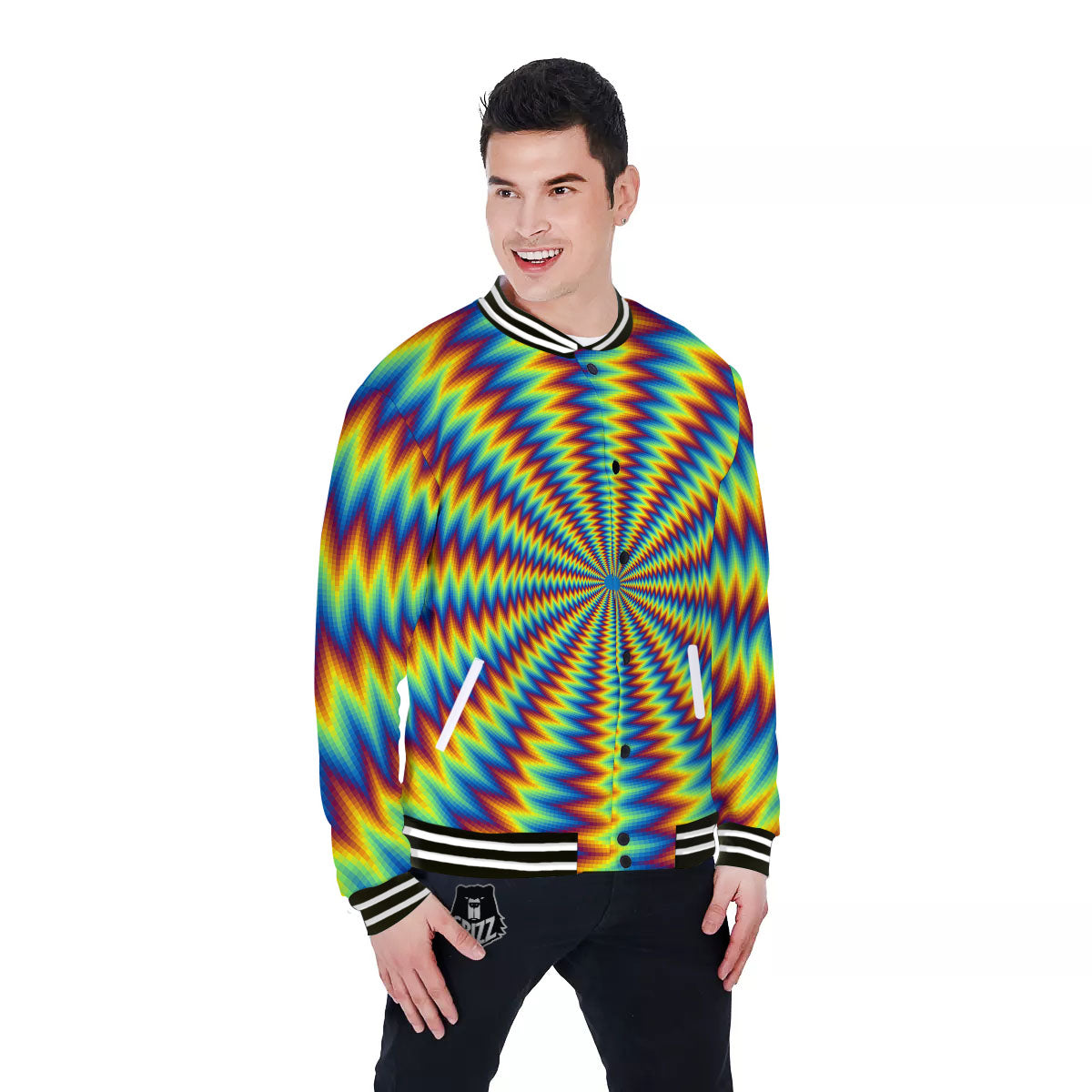 Optical Illusion Octagonal Psychedelic Baseball Jacket-grizzshop