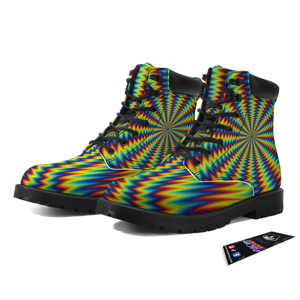 Optical Illusion Octagonal Psychedelic Boots-grizzshop