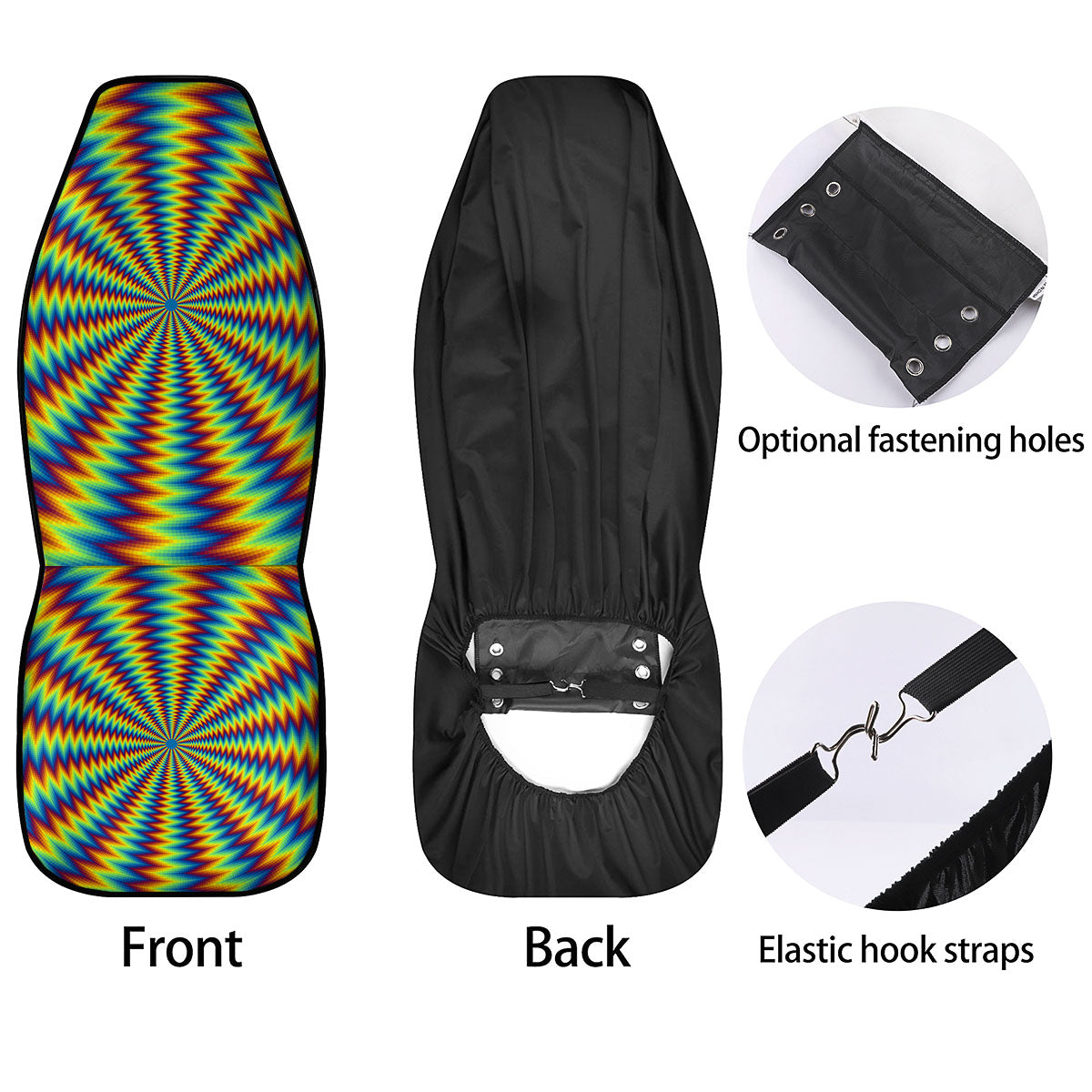 Optical Illusion Octagonal Psychedelic Car Seat Covers-grizzshop
