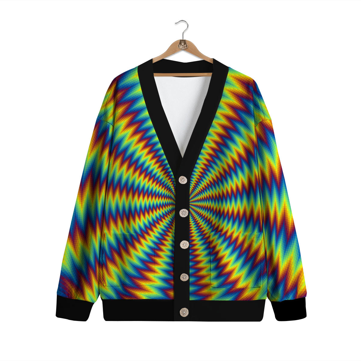 Optical Illusion Octagonal Psychedelic Cardigan-grizzshop