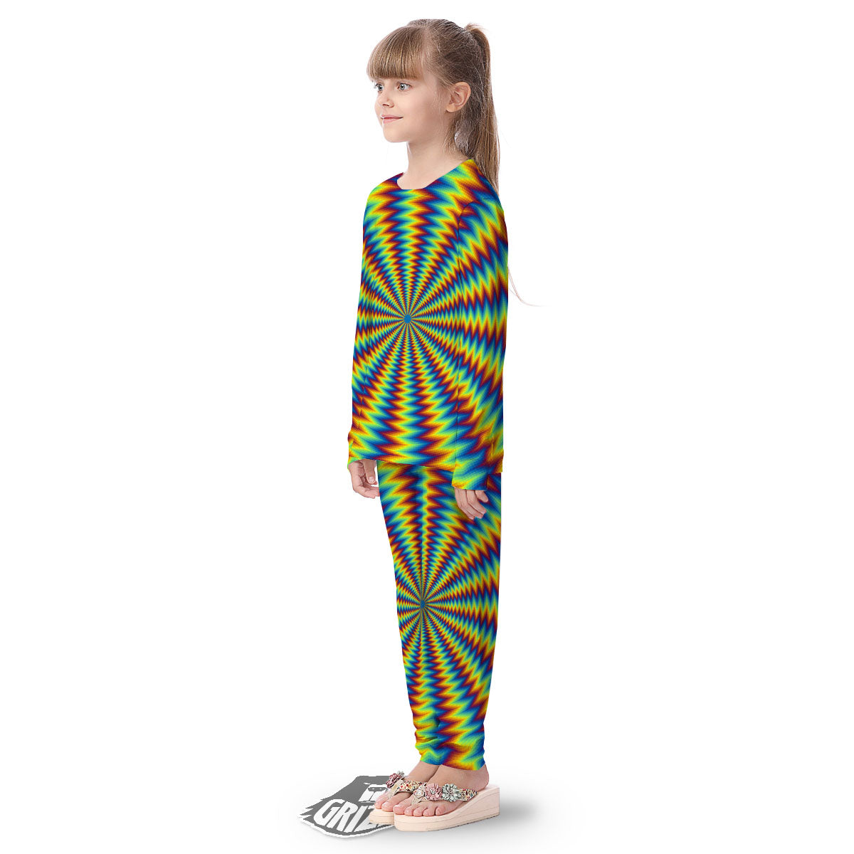 Optical Illusion Octagonal Psychedelic Kid's Pajamas-grizzshop