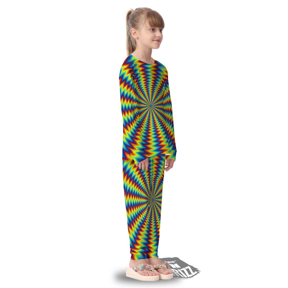 Optical Illusion Octagonal Psychedelic Kid's Pajamas-grizzshop