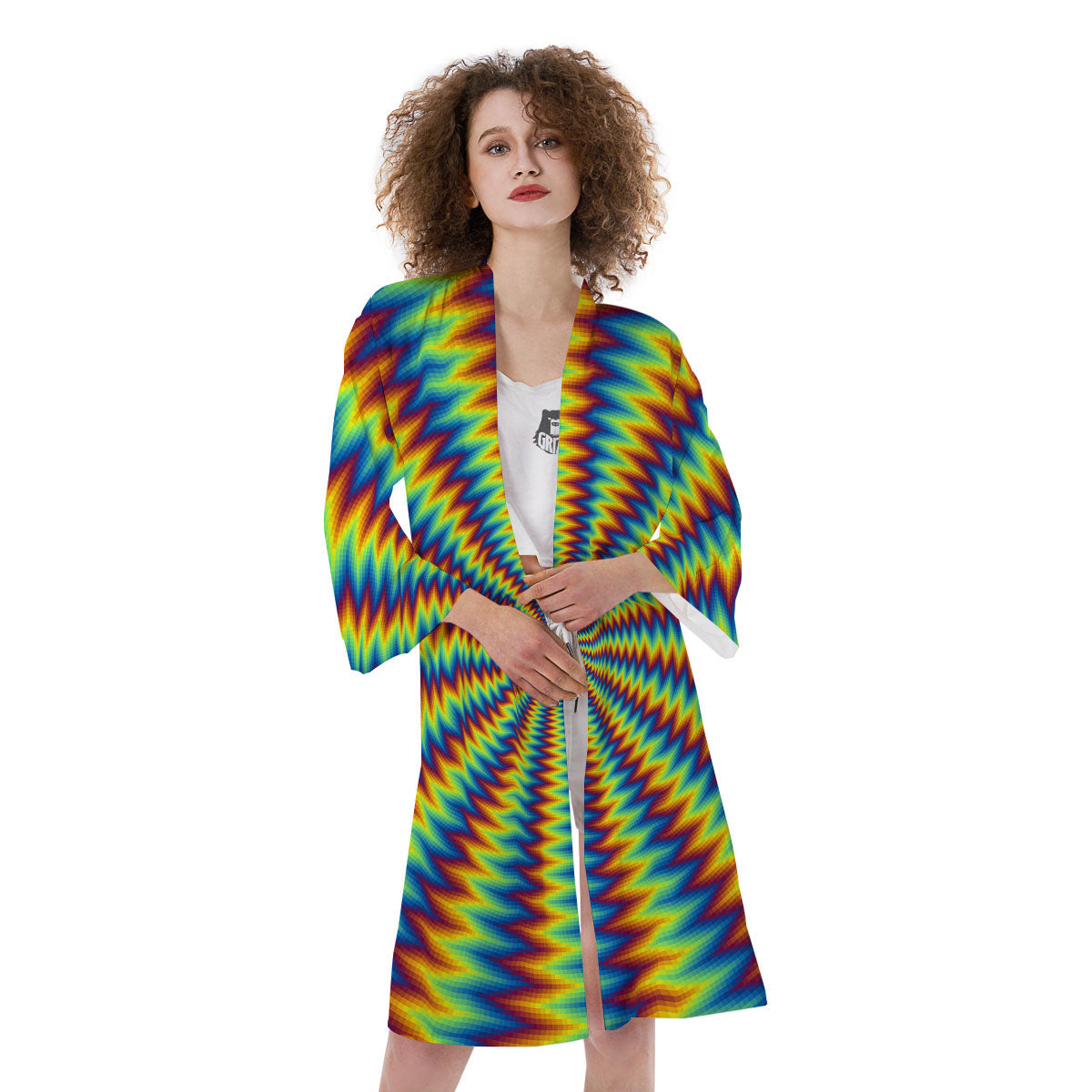 Optical Illusion Octagonal Psychedelic Kimono-grizzshop