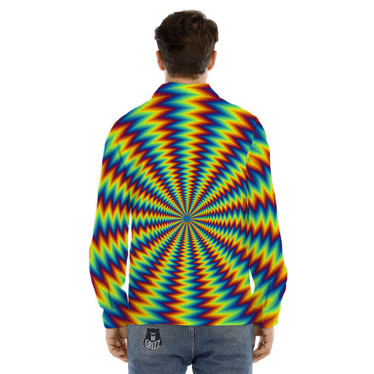 Optical Illusion Octagonal Psychedelic Men's Dress Shirts-grizzshop