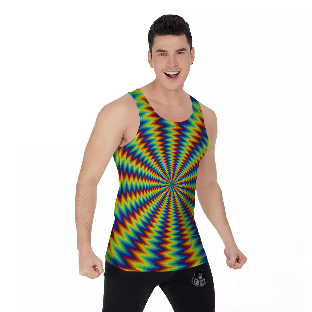 Optical Illusion Octagonal Psychedelic Men's Tank Top-grizzshop