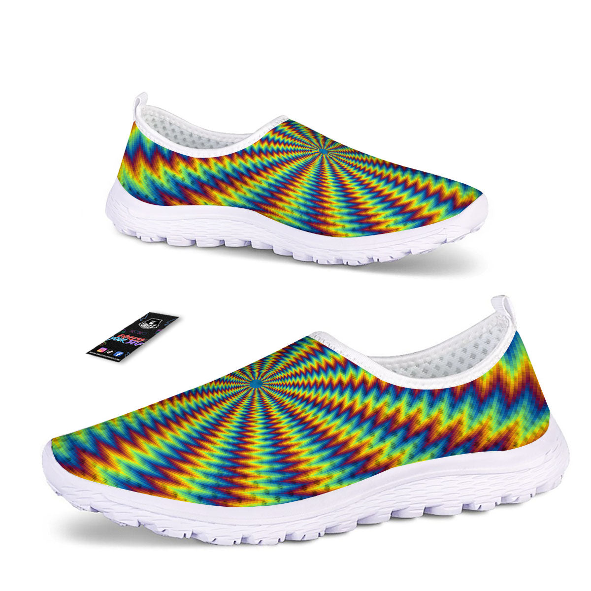 Optical Illusion Octagonal Psychedelic Nurse Shoes-grizzshop