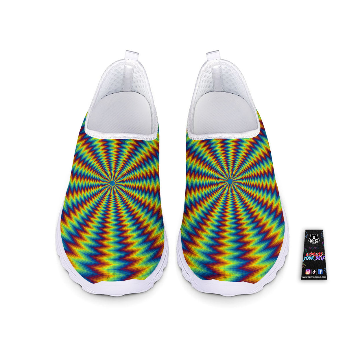 Optical Illusion Octagonal Psychedelic Nurse Shoes-grizzshop