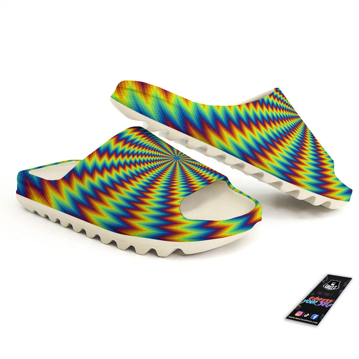 Optical Illusion Octagonal Psychedelic Sandals-grizzshop