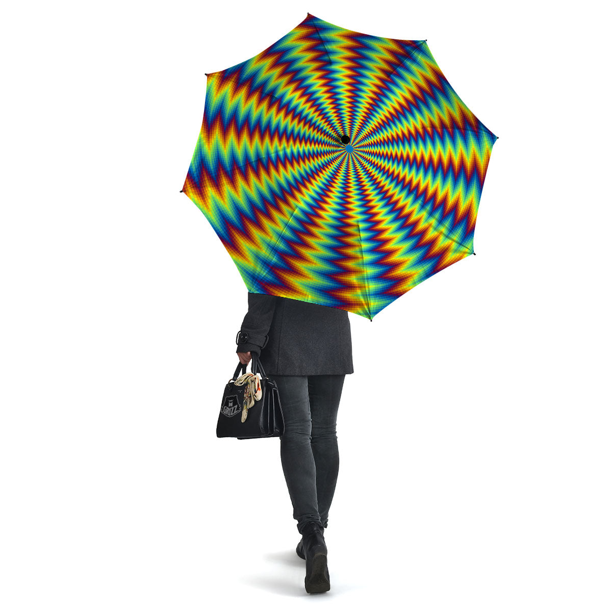 Optical Illusion Octagonal Psychedelic Umbrella-grizzshop