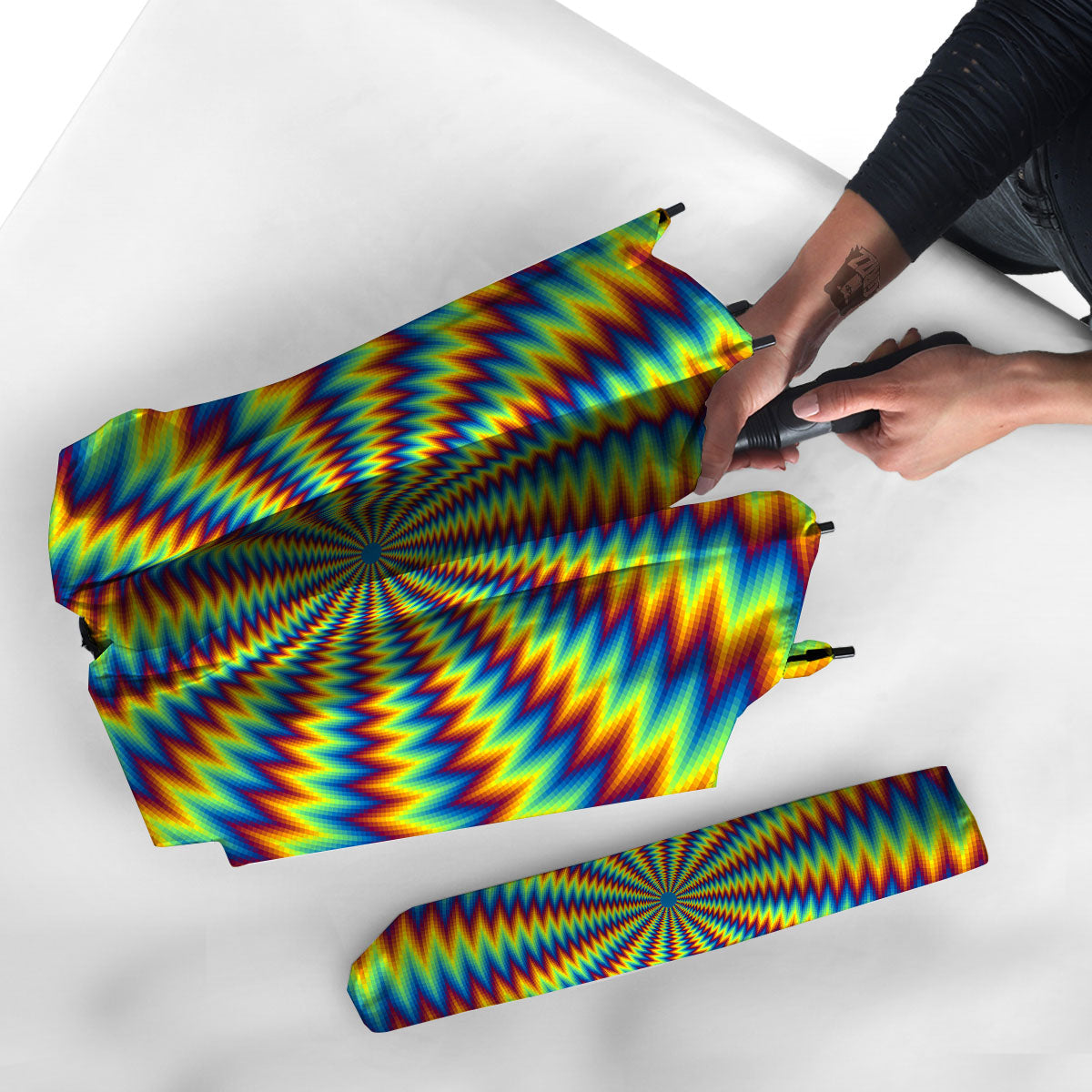 Optical Illusion Octagonal Psychedelic Umbrella-grizzshop