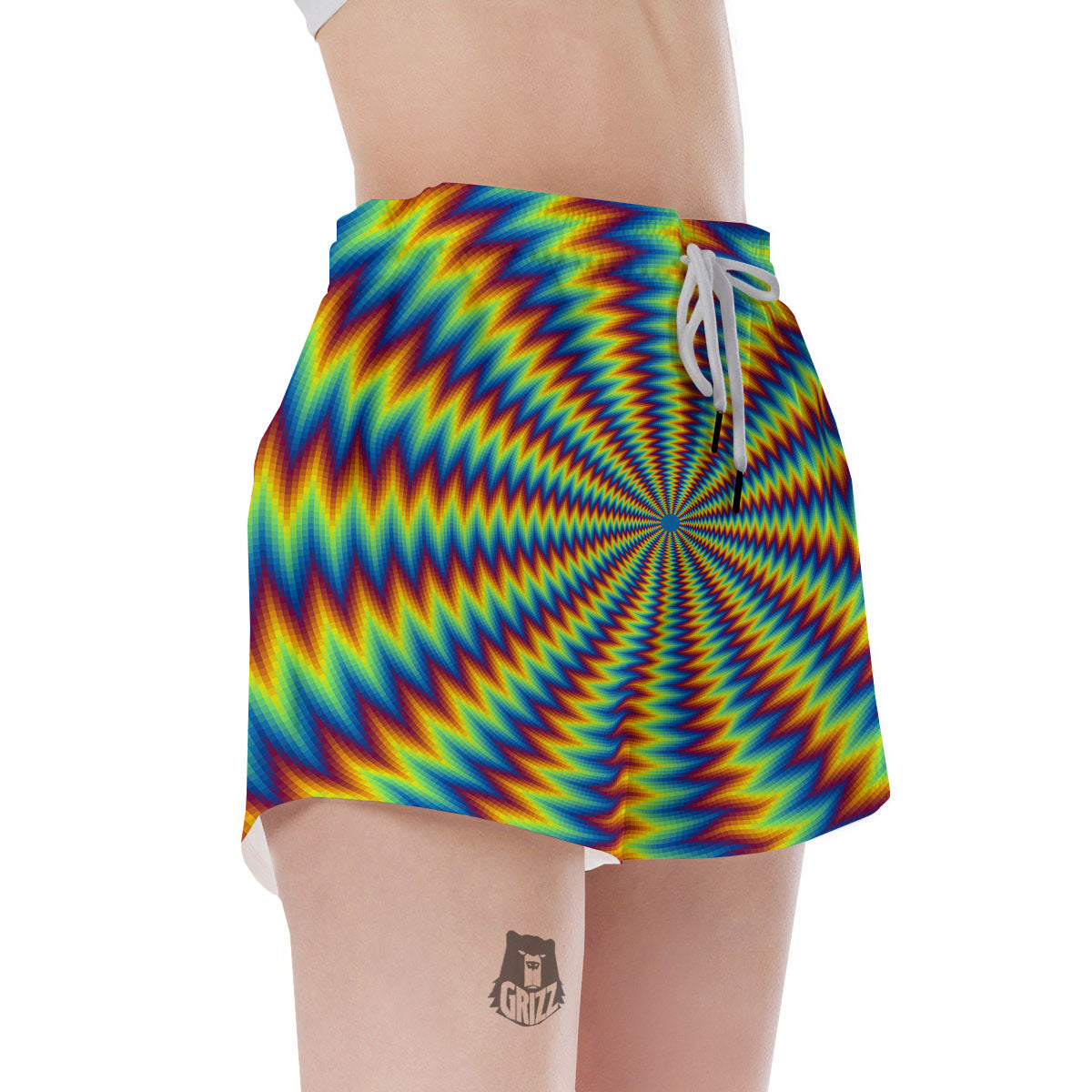 Optical Illusion Octagonal Psychedelic Women's Shorts-grizzshop
