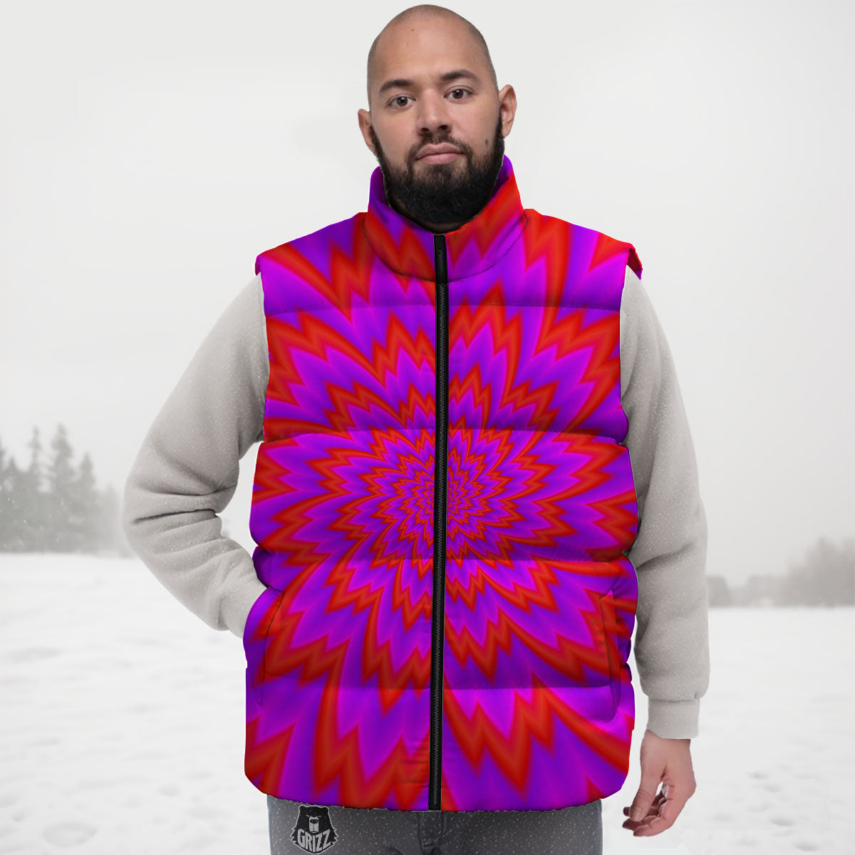 Optical Illusion Spiky Psychedelic Down Vest