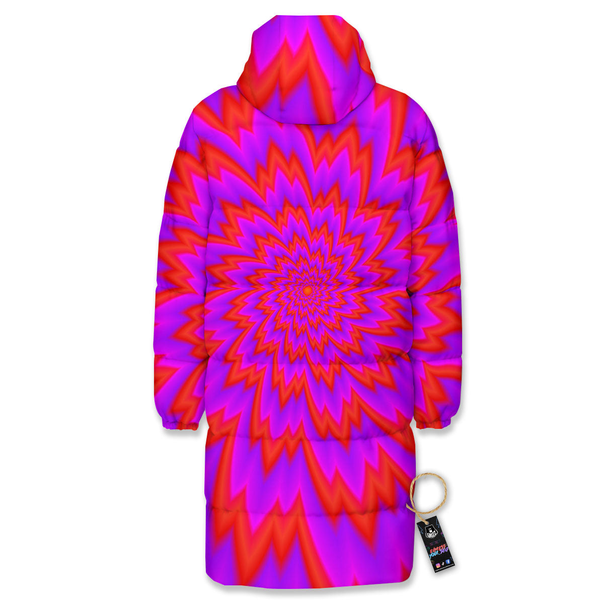 Optical Illusion Spiky Psychedelic Long Down Jacket-grizzshop
