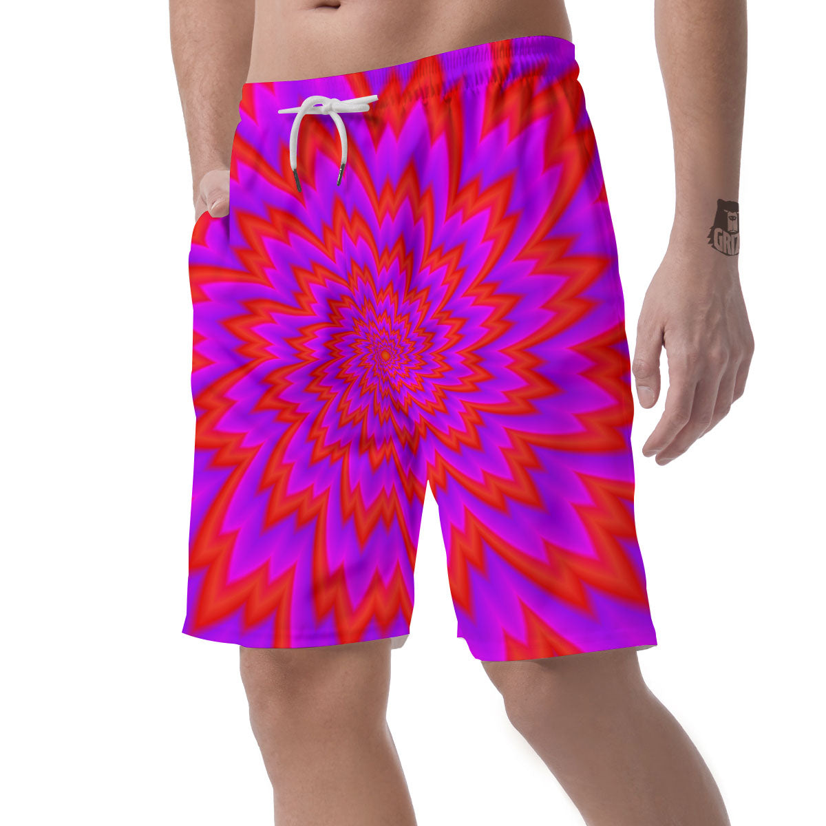 Optical Illusion Spiky Psychedelic Men's Shorts-grizzshop